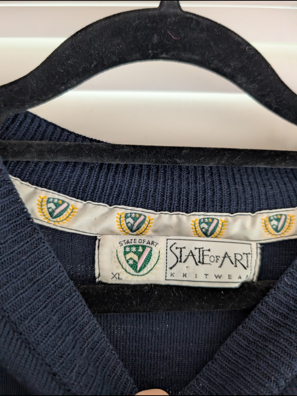Vintage Men's State Of Art Navy Nautical Striped Crewneck Sweater Y2K - Picture 2 of 3